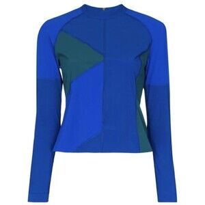 LNDR Malibu Color Blue Block Design  Rashguard Top Size Small  NWT  Retail $180